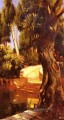 La escalera bajo los árboles Pintor árabe Rudolf Ernst
